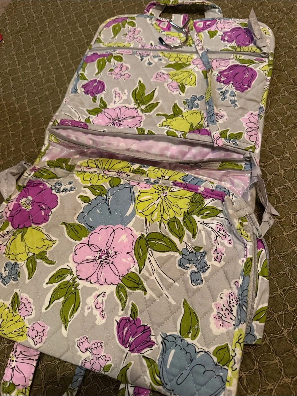 Vera Bradley Quilted Floral Travel Case in Pink, Blue & Green